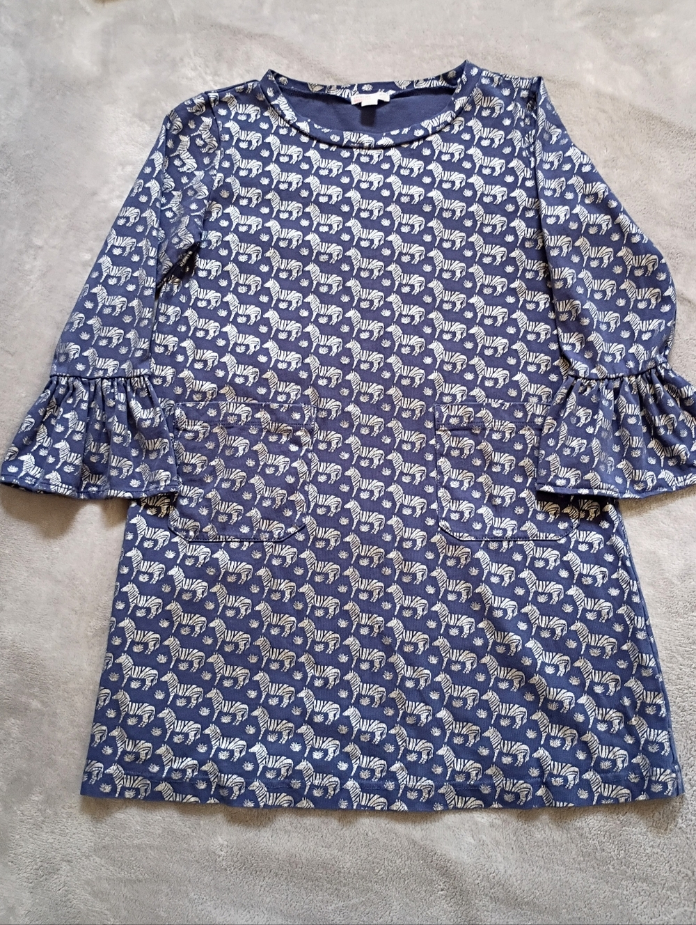 Girl's Crewcuts Everyday Foil Zebra Print Dress 12